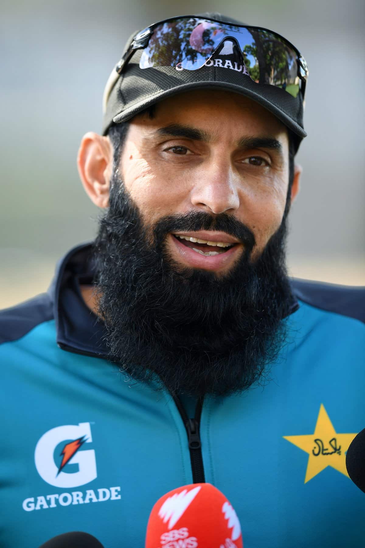 Pakistan cricket head coach Misbah-ul-Haq speaks to the media at the SCG in Sydney, Monday, October 28, 2019. Pakistan will play Australia in a T20 International on Sunday. (AAP Image/Joel Carrett) NO ARCHIVING