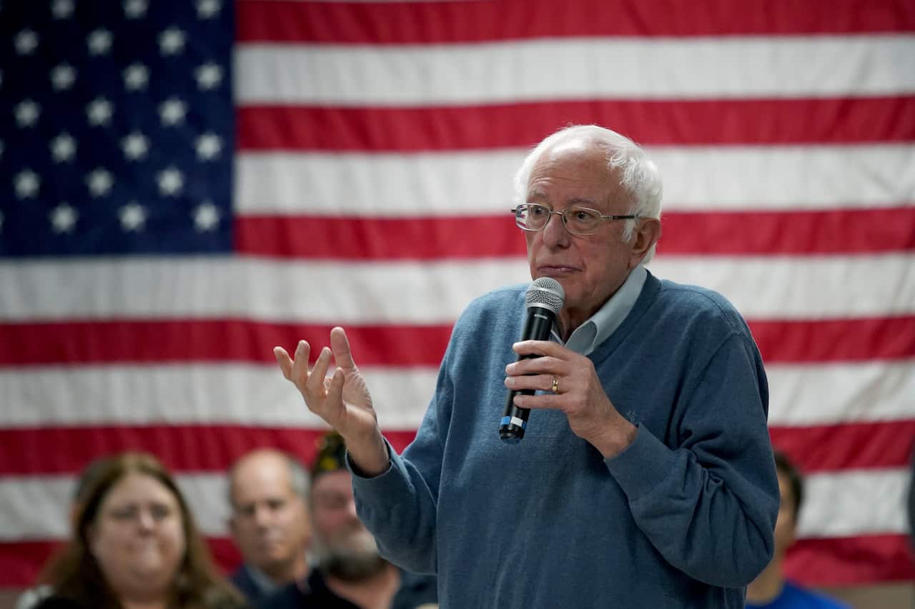 Democratic presidential candidate Sen. Bernie Sanders, I-Vt., gestures as he speaks during a campaign stop, Sunday, Nov. 24, 2019, in Hillsboro, N.H. (AP Photo/Mary Schwalm)
