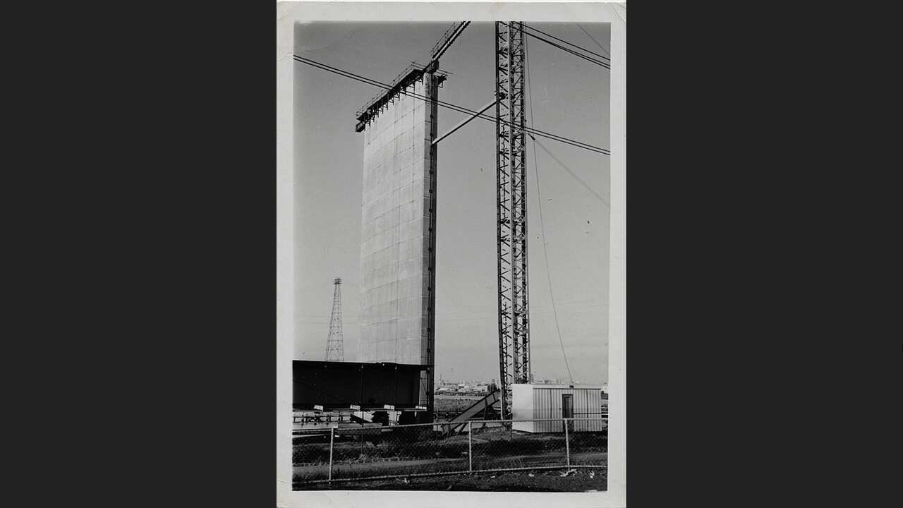 A single Westgate Bridge column during construction. 