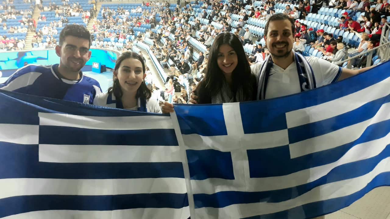 Greek Australian fans at Margaret Court Arena.