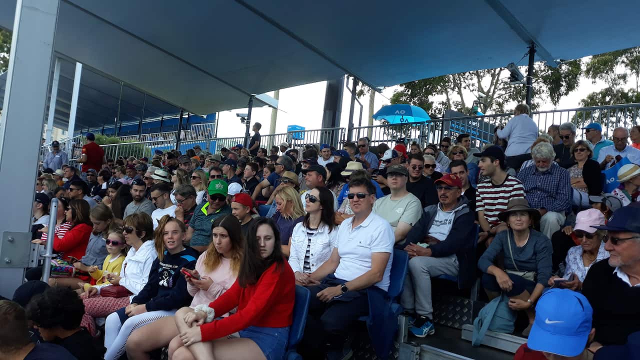 At Maria's Sakkari's 1st round game. 