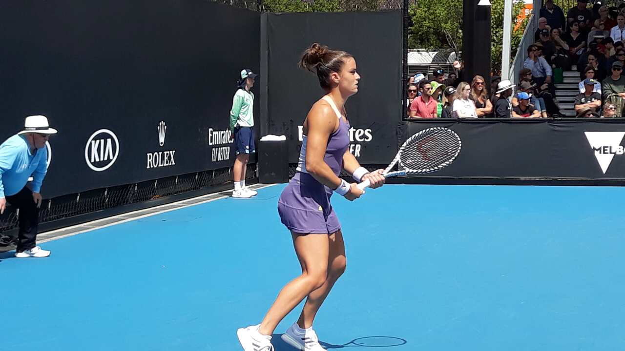 At Maria's Sakkari's 1st round game. 