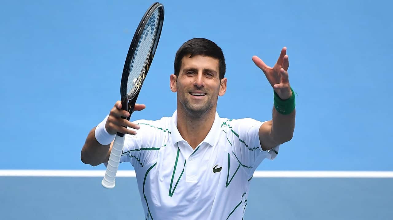 Novak Djokovic of Serbia celebrates. 