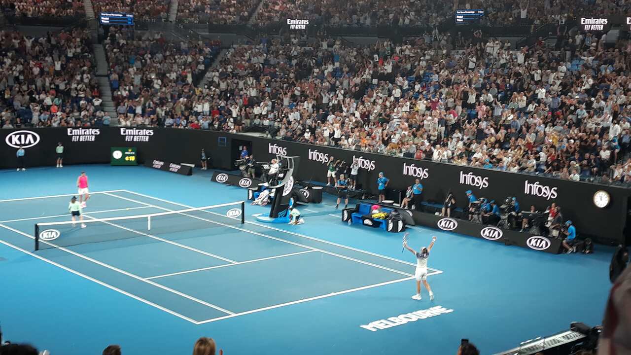 At Melbourne's Rod Laver Arena. 