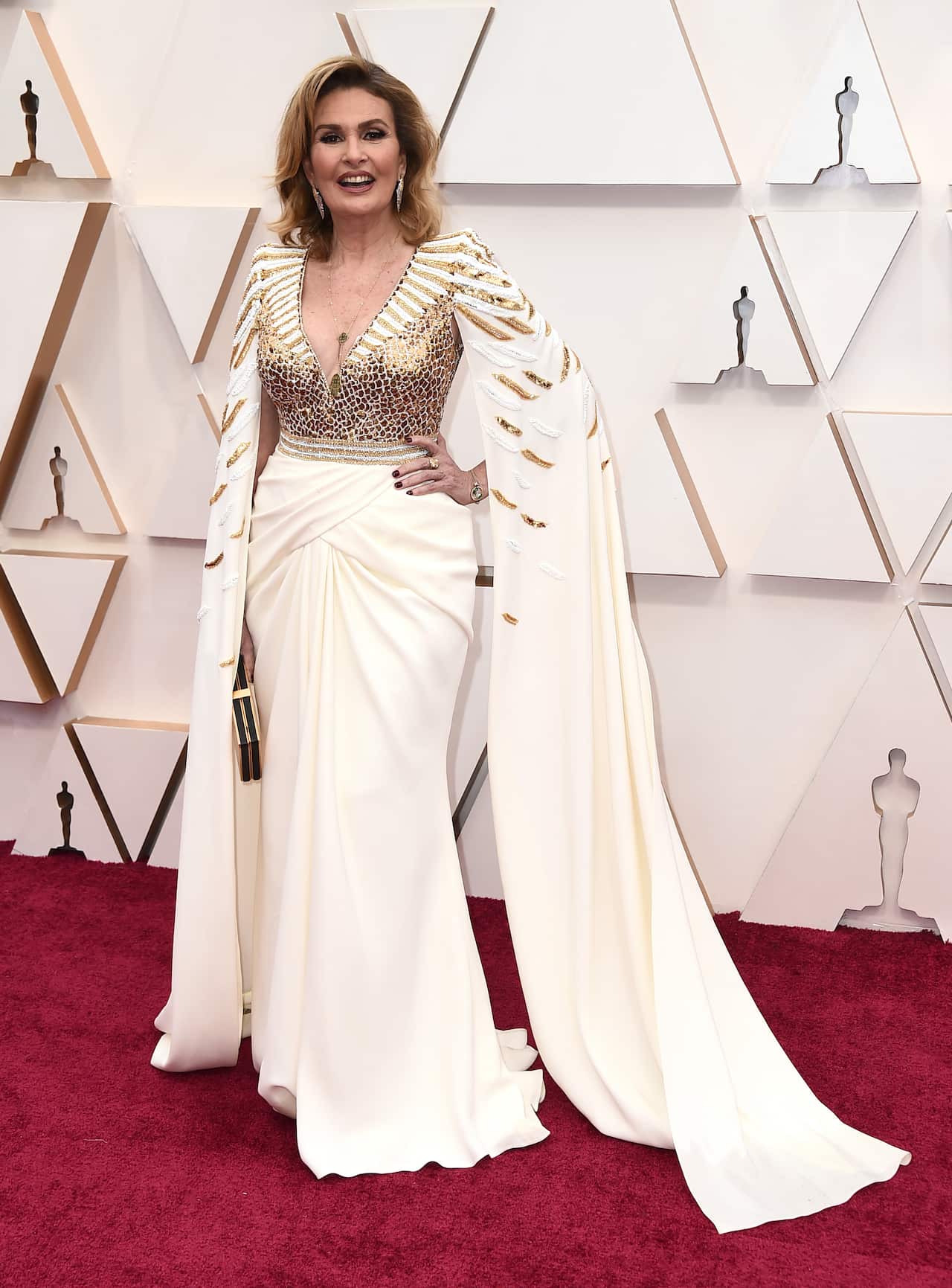 Yousra arrives at the Oscars on Sunday, Feb. 9, 2020, at the Dolby Theatre in Los Angeles. (Photo by Jordan Strauss/Invision/AP)