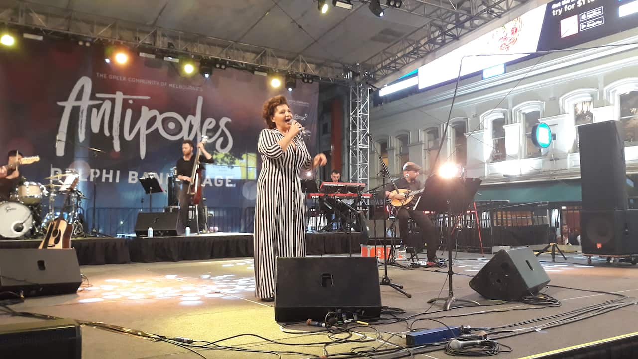 Greek singer Giota Negka at the 2020 Antipodes Festival.