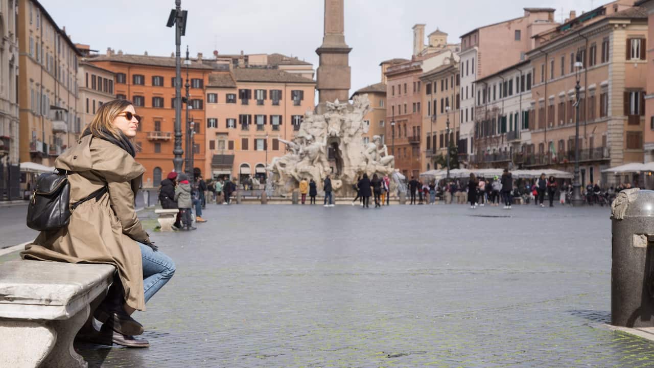 The city of Rome, Italy on March 6, 2020, without tourists and with few people walking on the streets due to the coronavirus epidemic affecting Italy