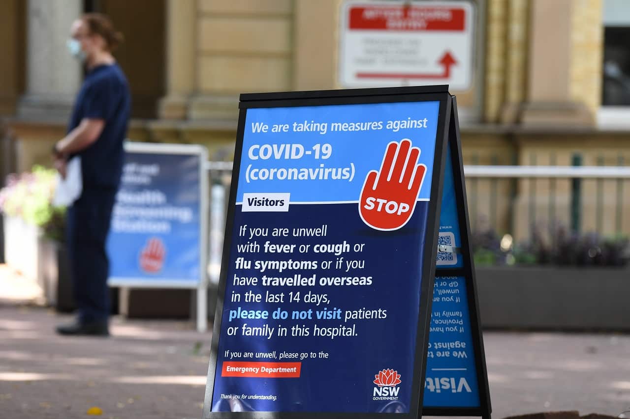 Staff wearing face masks outside the Royal Prince Alfred Hospital (RPA) in Camperdown, Sydney.