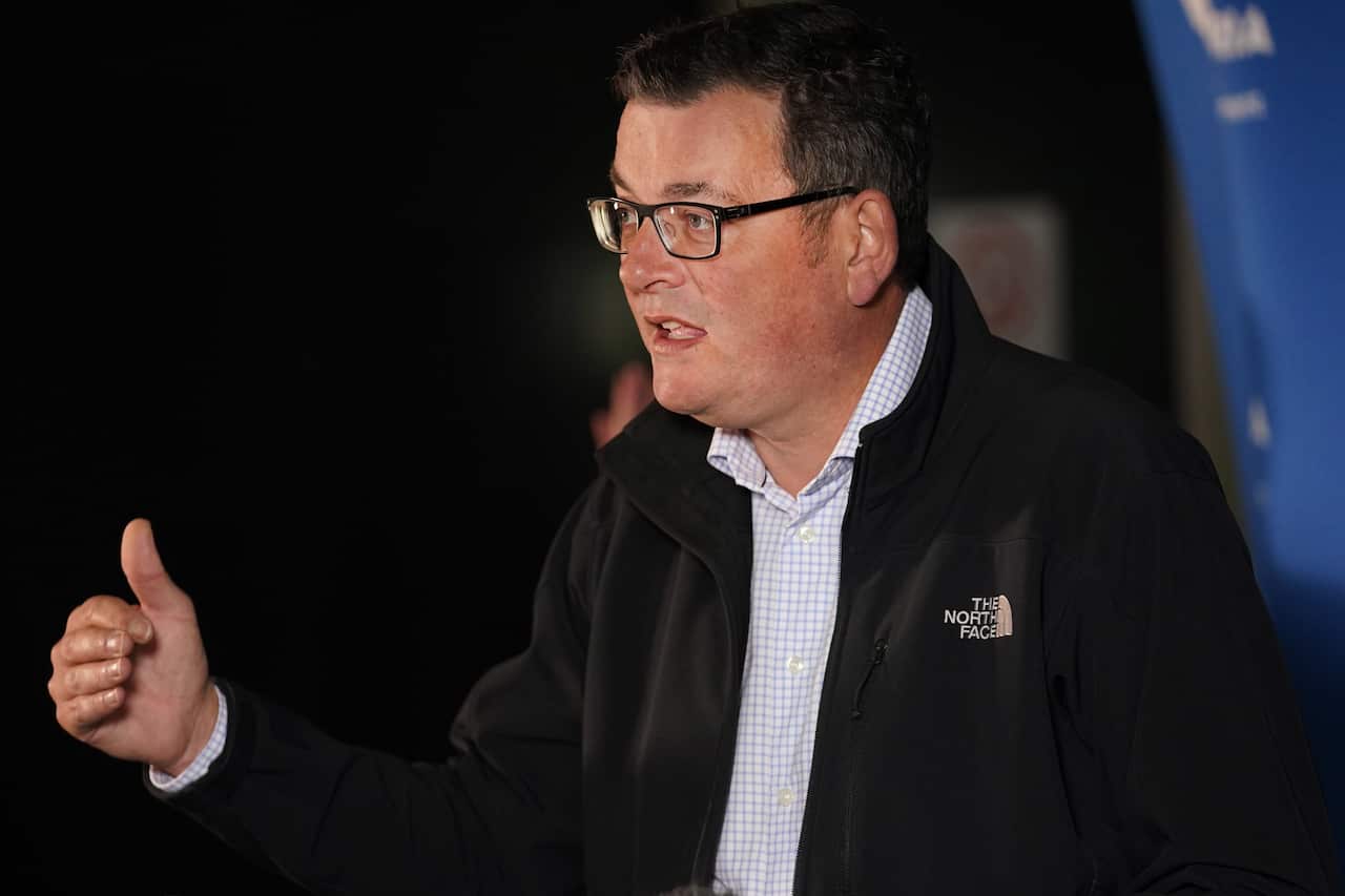 Sunday, April 5, 2020. Andrews has provided an update on Coronavirus matters this morning. Victoria's first weekend since harsher social distancing laws were implemented started with a ban on all but the most basic outdoor activities. (AAP Image/Michael D