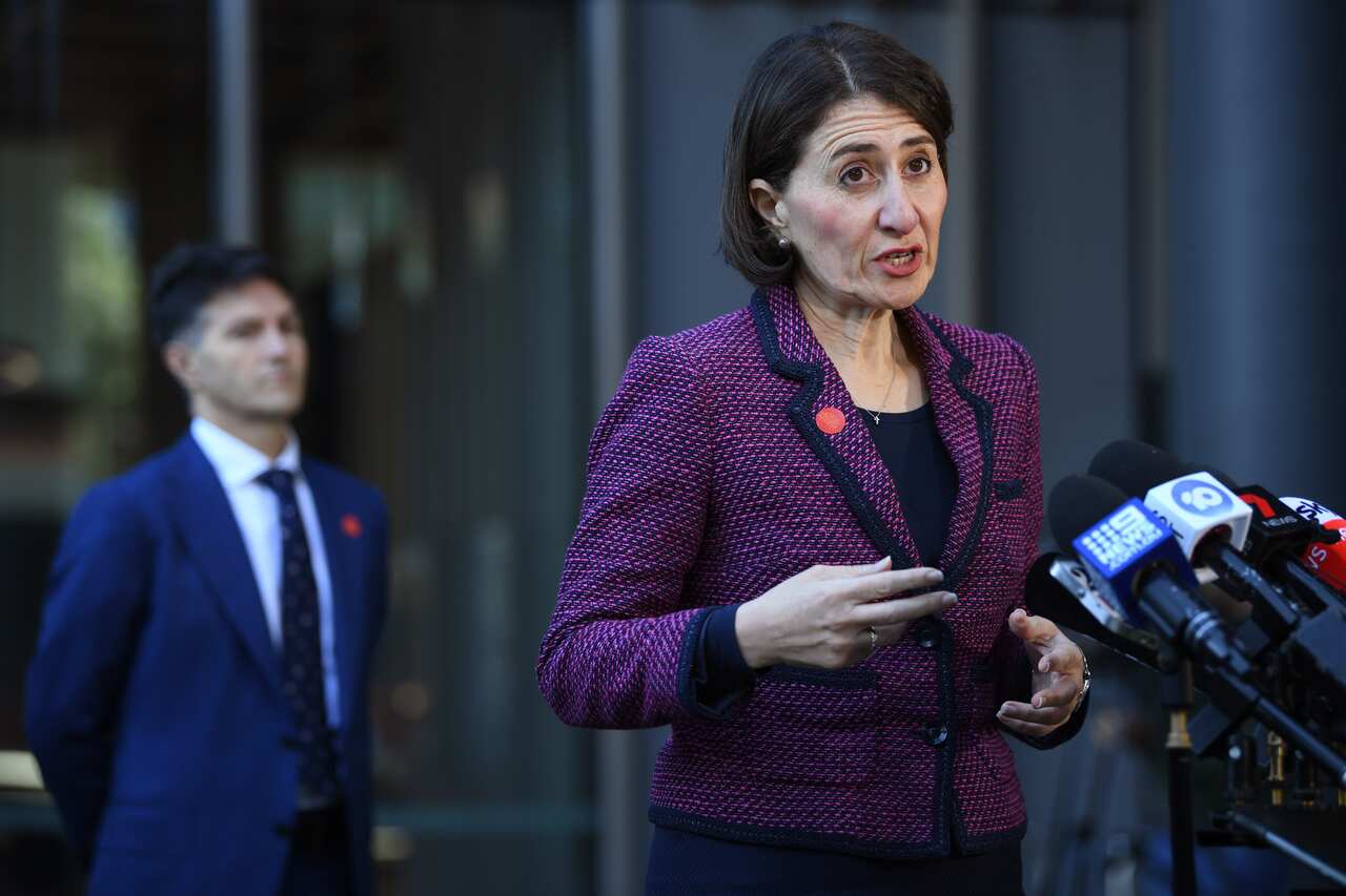 NSW Premier Gladys Berejiklian speaks to the media during a press conference in Sydney, Tuesday, April 14, 2020. (AAP Image/Joel Carrett) NO ARCHIVING