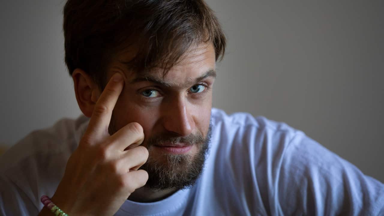 Pyotr Verzilov, a member of the feminist protest group Pussy Riot, speaks during an interview to the Associated Press in Moscow, Russia.