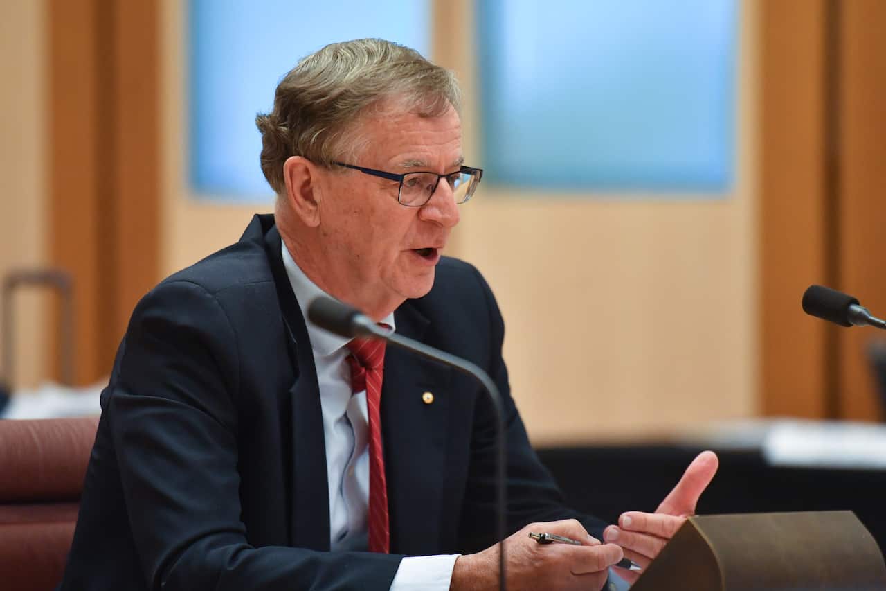 Infectious Diseases physician and microbiologist Dr Peter Collignon at the Senate Inquiry into COVID-19 at Parliament House in Canberra, Thursday, June 25, 2020. (AAP Image/Mick Tsikas) NO ARCHIVING