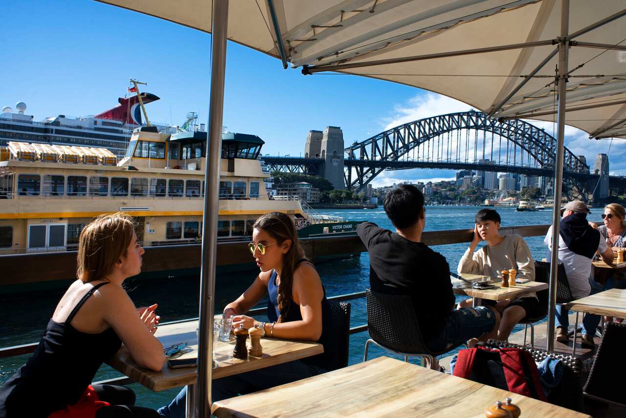 February 2020  - Bars and restaurants in the promenade Circular Quay of Harbour Bridge in Sydney, Australia (Photo by Sergi Reboredo/Sipa USA)