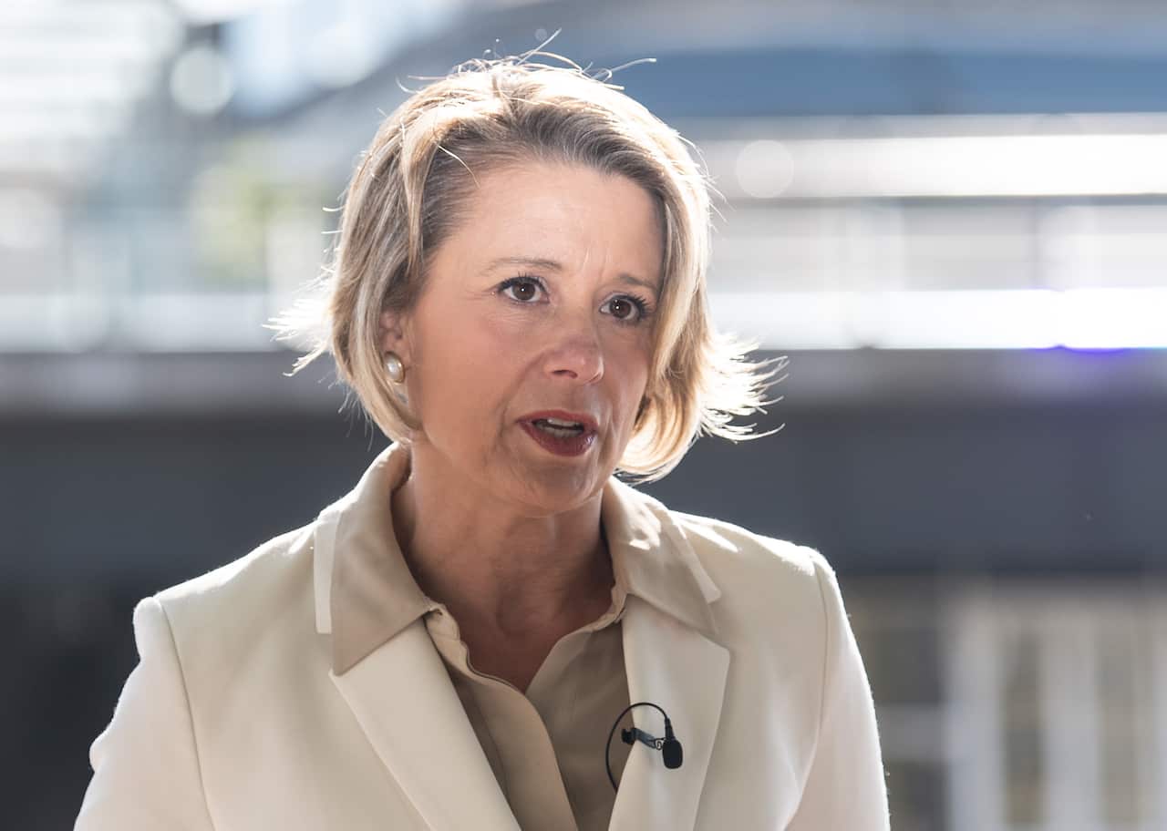 Senator Kristina Keneally speaks to the media during a press conference at the Overseas Passenger Terminal in Sydney, Friday, July 31, 2020. (AAP Image/James Gourley) NO ARCHIVING