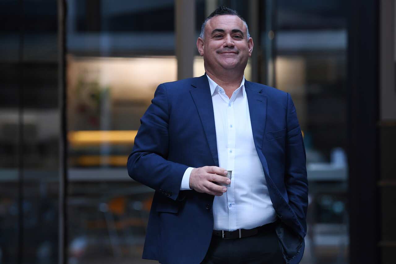 NSW Nationals Party leader and Deputy Premier John Barilaro outside the NSW Parliamentary offices in Sydney