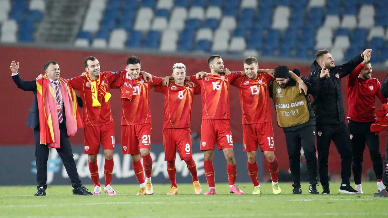Macedonian National Team celebrate win against Georgia