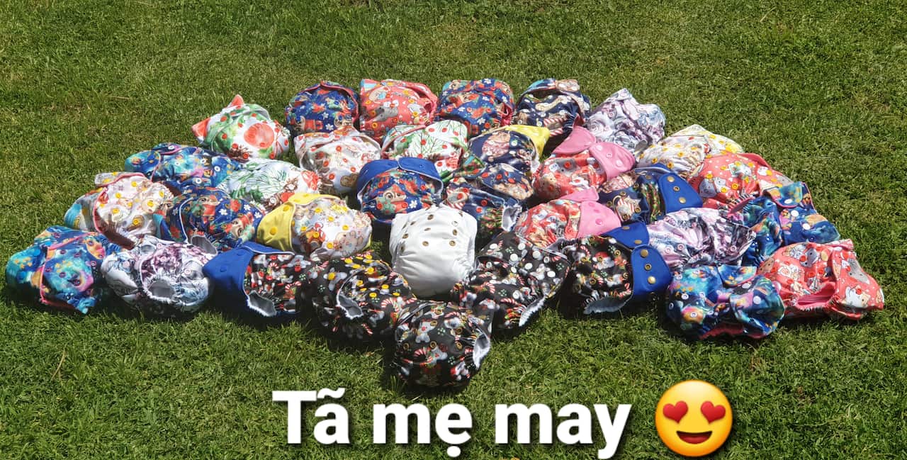 Bộ sưu tập tã vải chị Nhật Nguyên may cho con và tặng các mẹ khác.