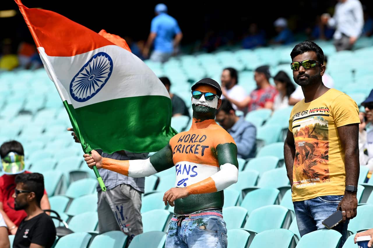 Indian supporters are seen in the crowd during the second ODI cricket match between Australia and India at the SCG in Sydney, Sunday, November 29, 2020.