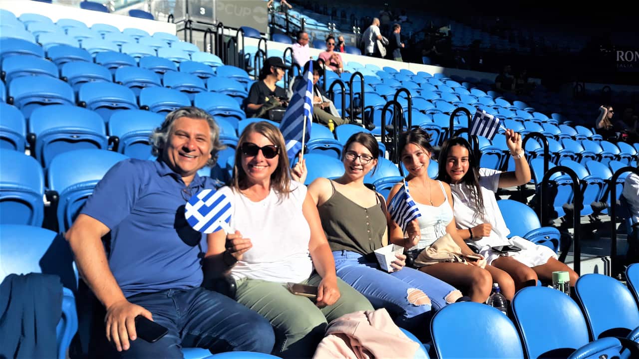 Greek-Australian families, Rod Laver Arena, 03 February 2021.  