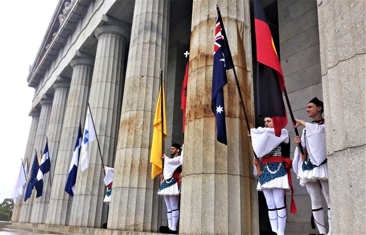 Victorian Greeks honor the 200 Years from the Greek Revolution, Shrine of Remembrance, Melbourne, 2021.