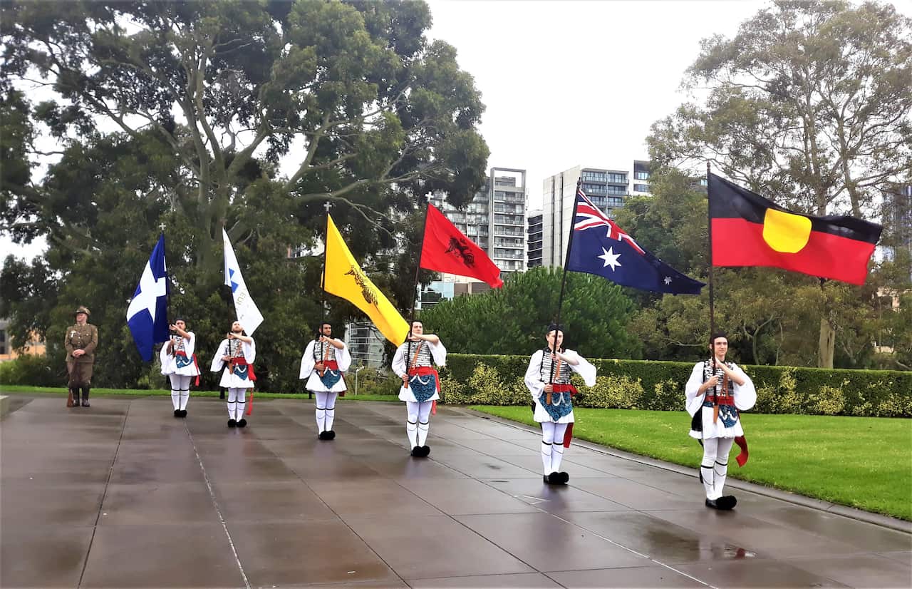 Victorian Greeks honor the 200 Years from the Greek Revolution, Shrine of Remembrance, Melbourne, 2021.