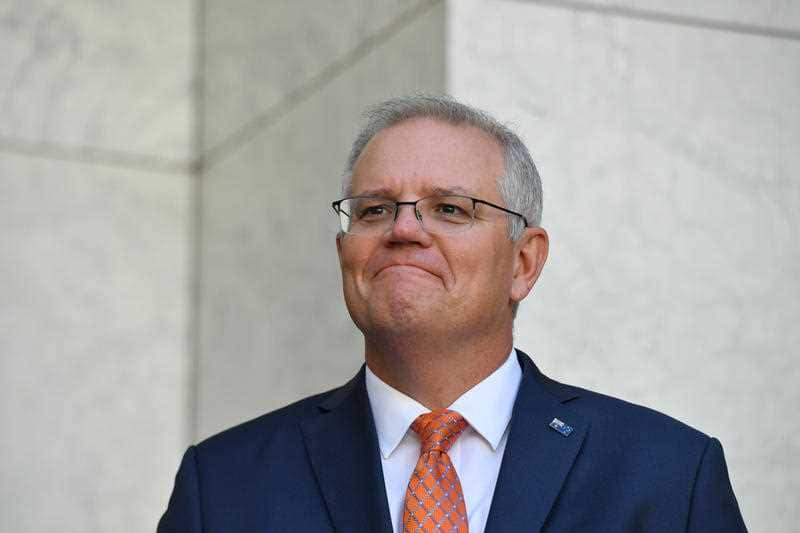 Prime Minister Scott Morrison at a press conference at Parliament House in Canberra