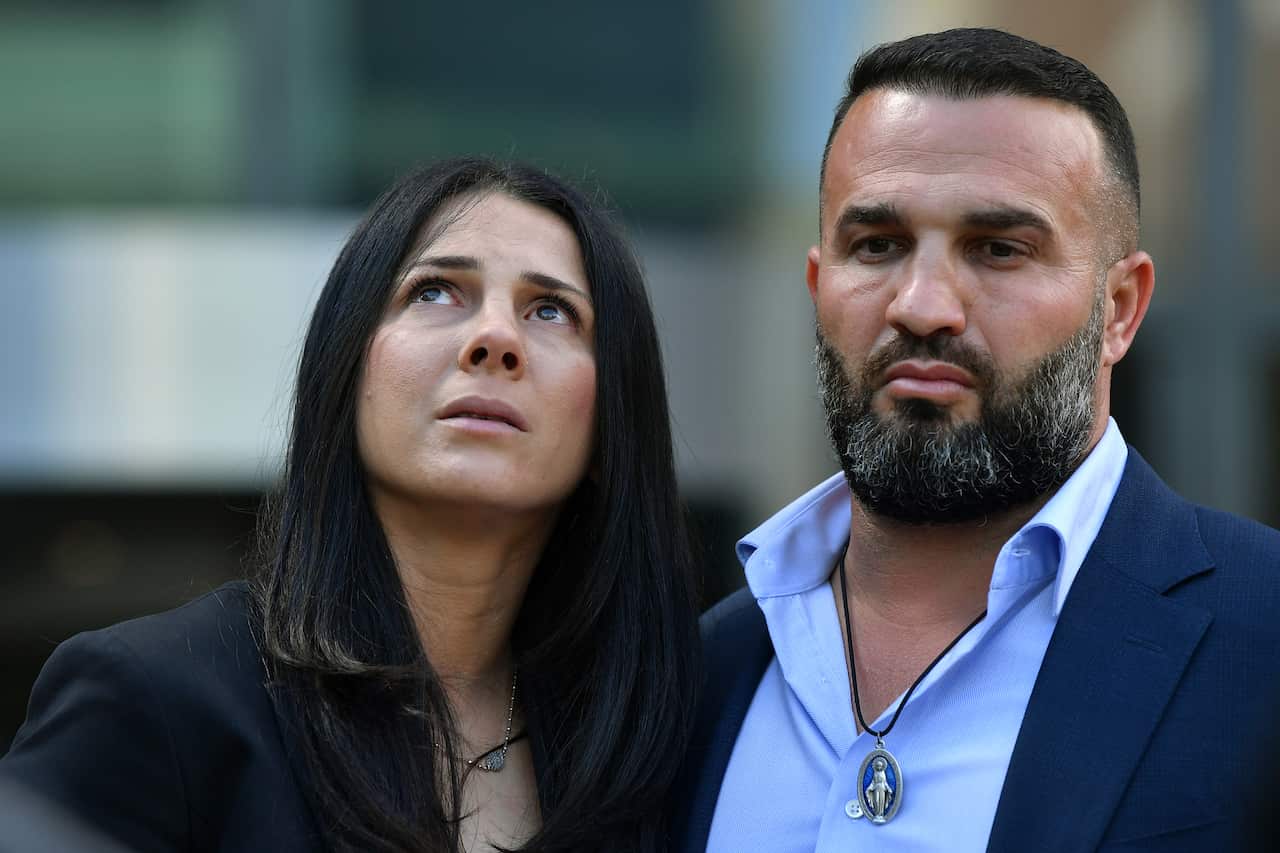 Leila Abdallah (left) and Danny Abdallah outside Parramatta District Court in Sydney