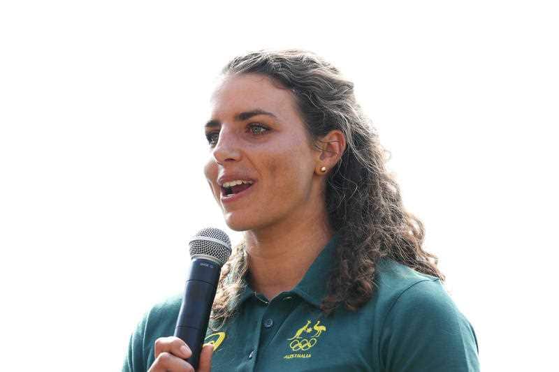 Australian Canoe Slalom athlete, Jessica Fox speaks to the media to mark 100 days to go until the start of the Tokyo 2020 Olympic Games, in Sydney, Wednesday, April 14, 2021. 