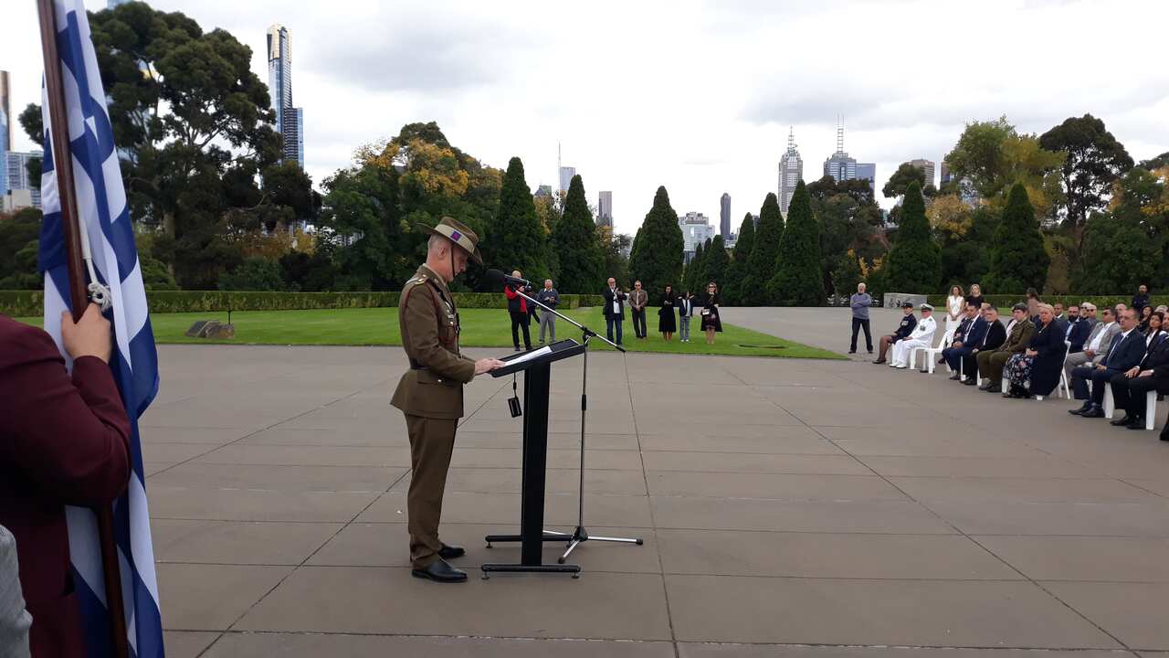 A commemorative service at Melbourne's Shrine of Remembrance, for the men and women from Australia and Greece, who fought and fell in the Battle of Crete.