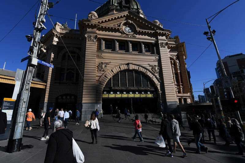 General view outside of Flinders Street Station in Melbourne, Wednesday, May 12, 2021.