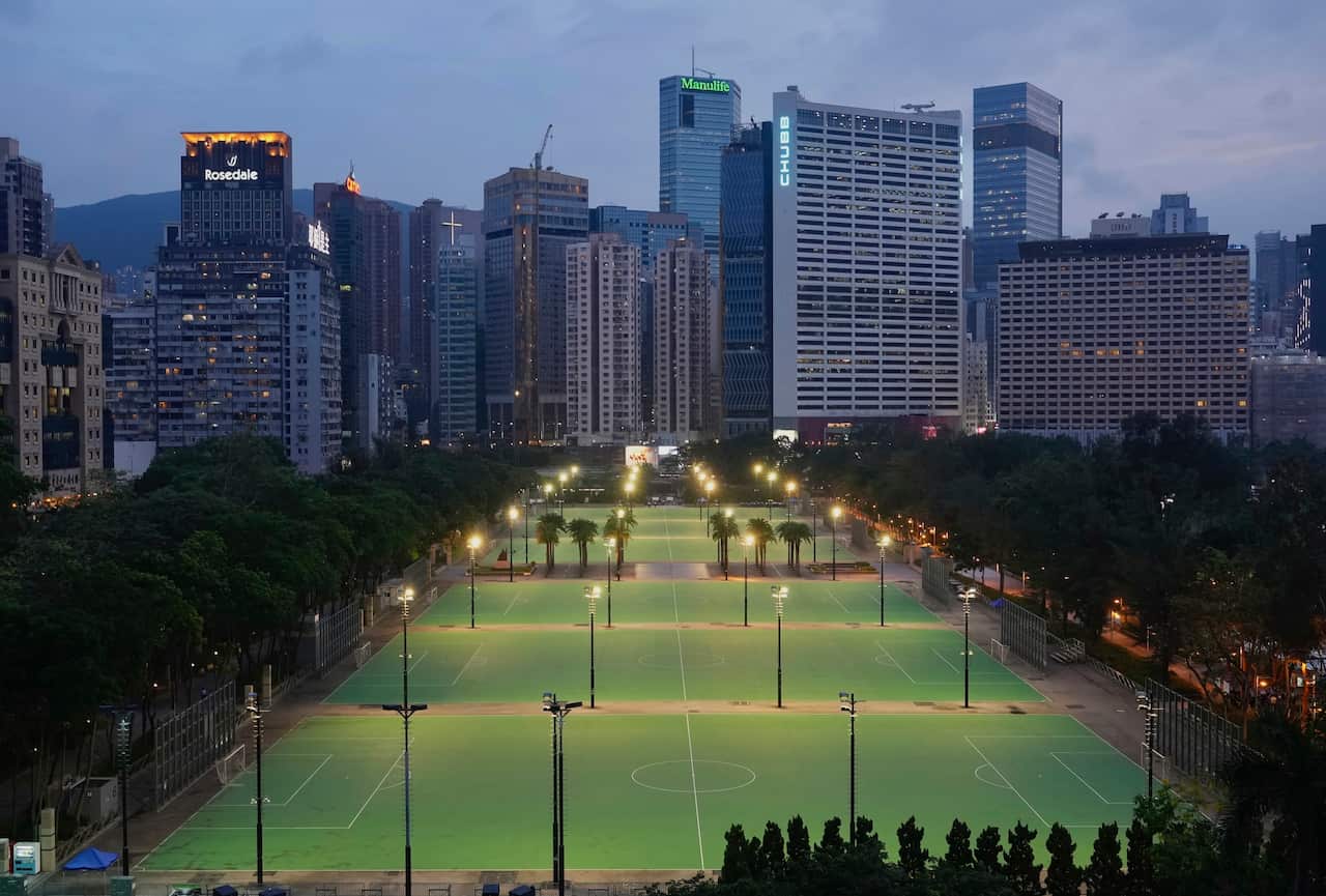 Hong Kong’s Victoria Park, the traditional site for the city’s annual Tiananmen Square vigil, was empty for the first time last year as police blocked access.