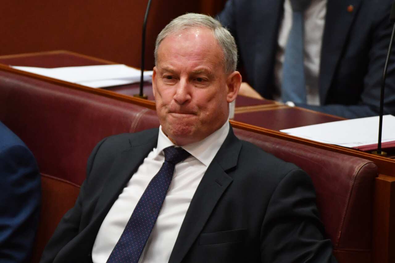 Minister for Aged Care Services Richard Colbeck during Question Time in the Senate chamber at Parliament House in Canberra, Wednesday, June 16, 2021.