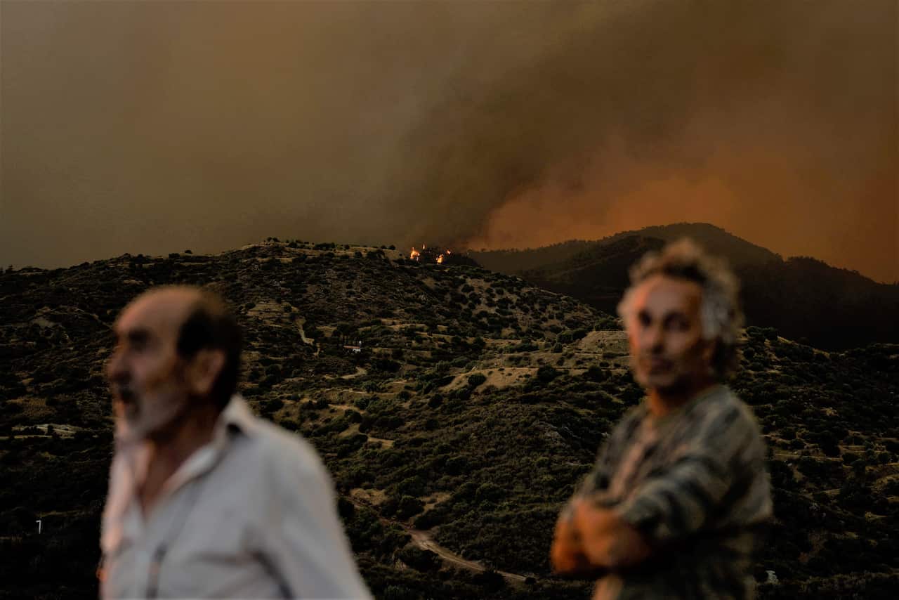 A view of a fire in the Larnaca mountain region on Saturday, July 3, 2021. 