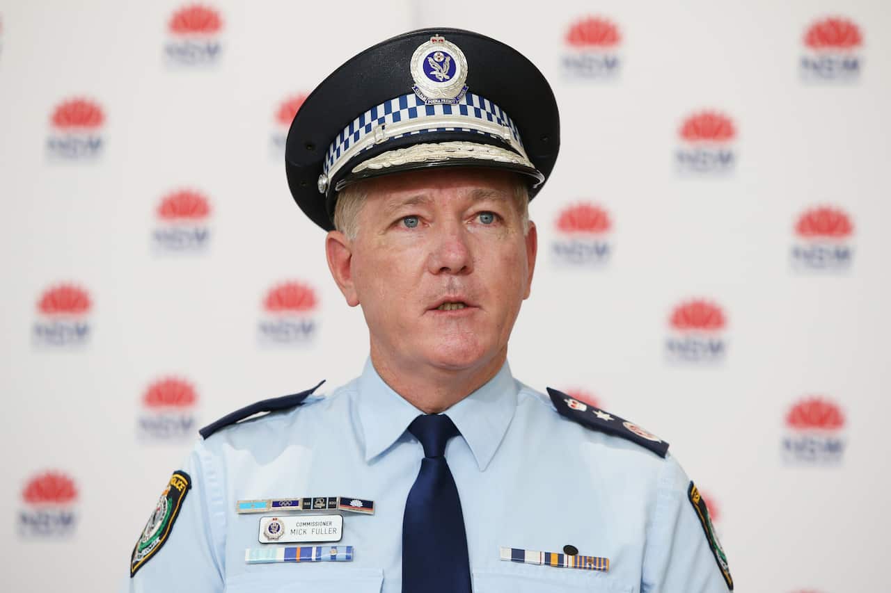 NSW Police Commissioner Mick Fuller speaks during a COVID-19 update and press conference in Sydney, Friday, July 30, 2021. 