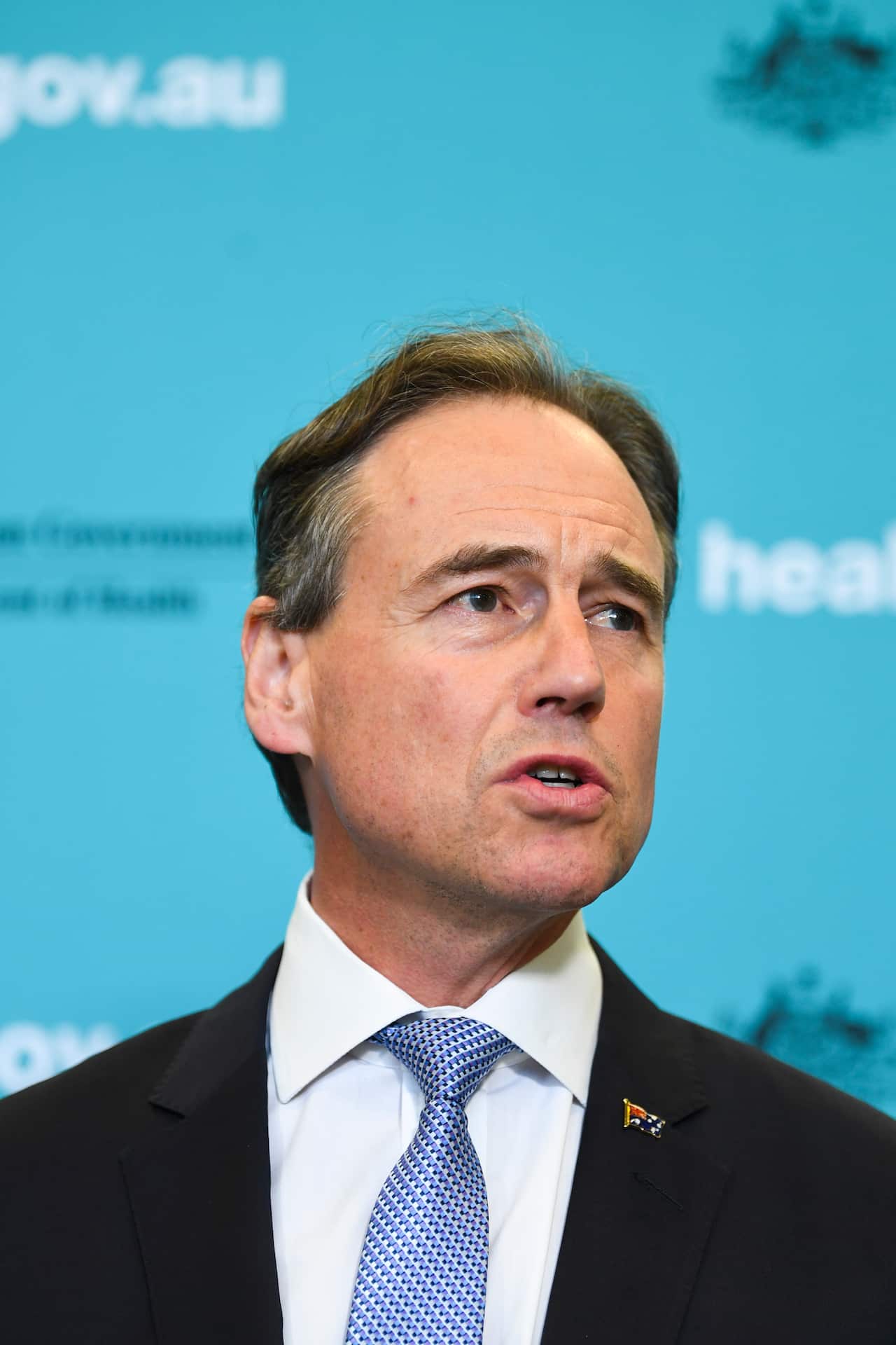 Australian Health Minister Greg Hunt speaks during a press conference in Canberra, Monday, August 2, 2021. (AAP Image/Lukas Coch) NO ARCHIVING