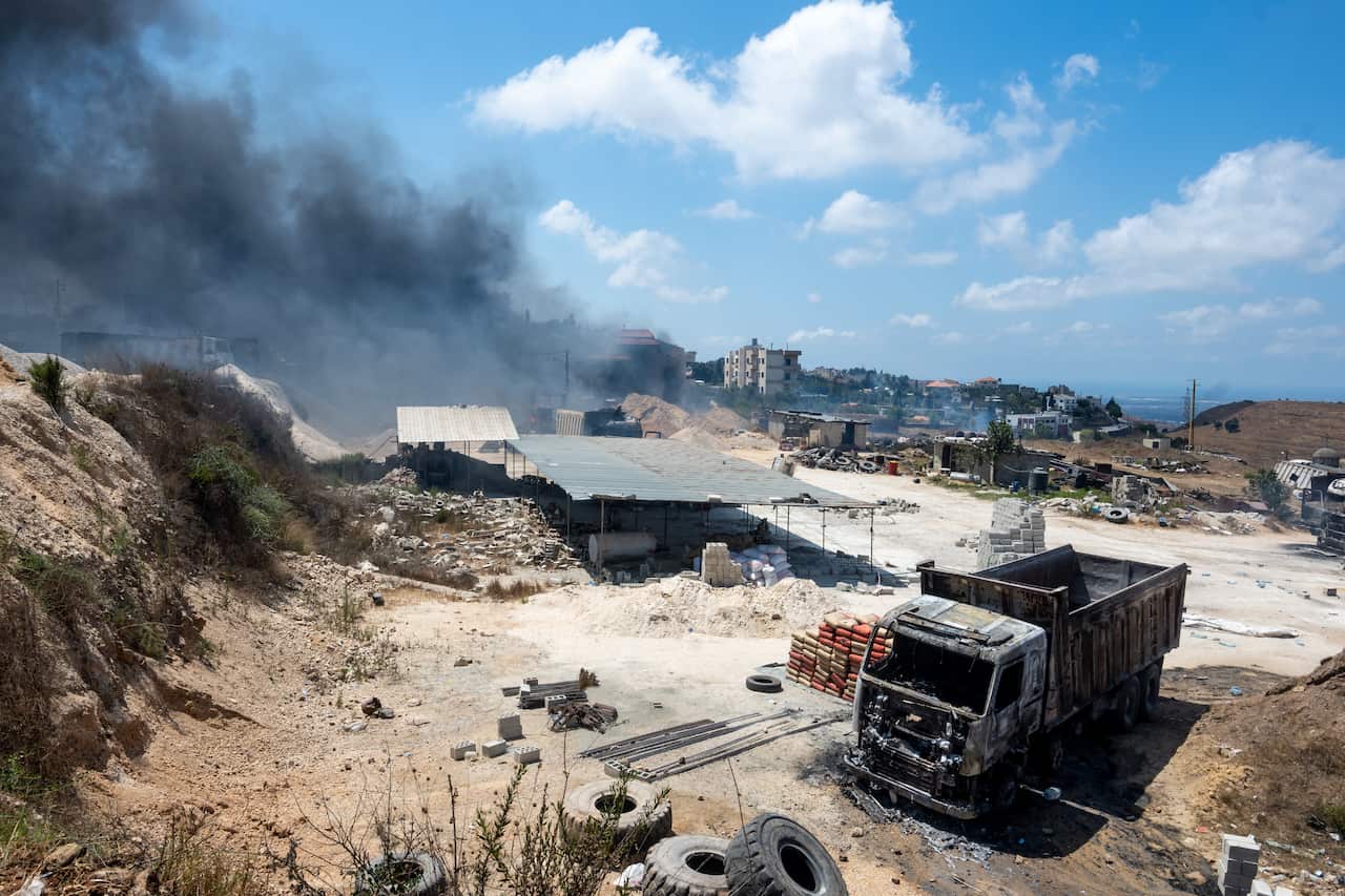 The site where a fuel tank exploded in the village of Tiel, in Akkar area, northern Lebanon.