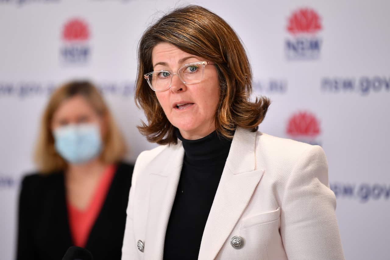 NSW Health Deputy Secretary Susan Pearce speaks during a press conference in Sydney, Monday, September 6, 2021. (AAP Image/Joel Carrett) NO ARCHIVING