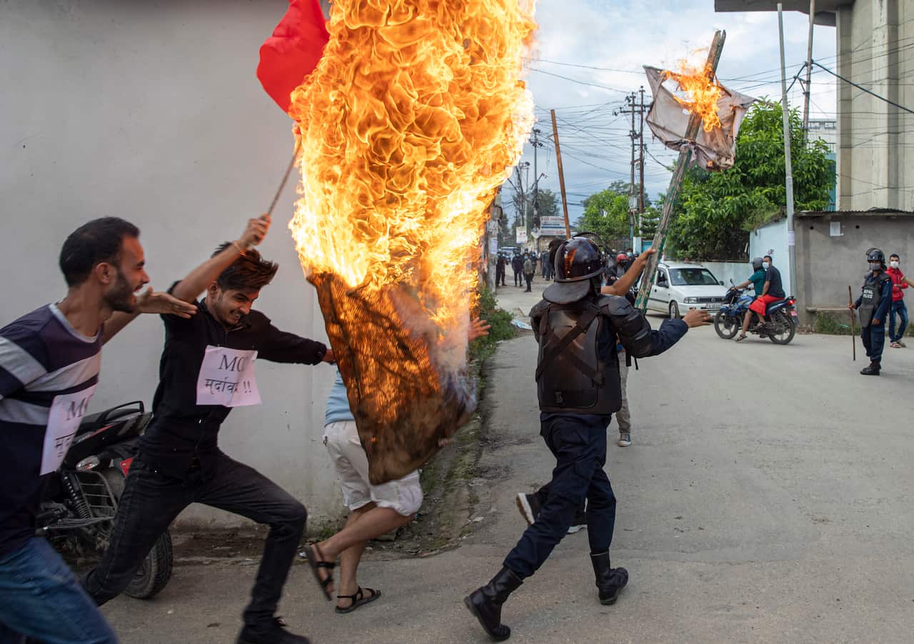 , 06 September 2021. Nepalese student activists protested against American Millennium Challenge Corporation (MCC) saying it's against the country benefit. The MCC is an American programme under which Nepal would receive $500 million in grants from the Ame