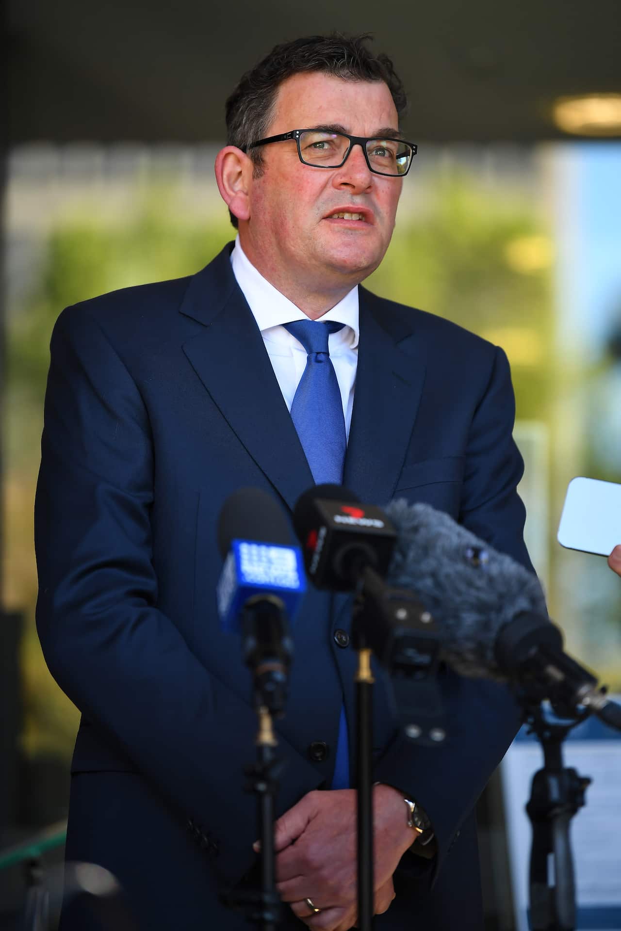Victorian Premier Daniel Andrews addresses the media during a press conference in Melbourne, Wednesday, October 6, 2021. (AAP Image/James Ross) NO ARCHIVING