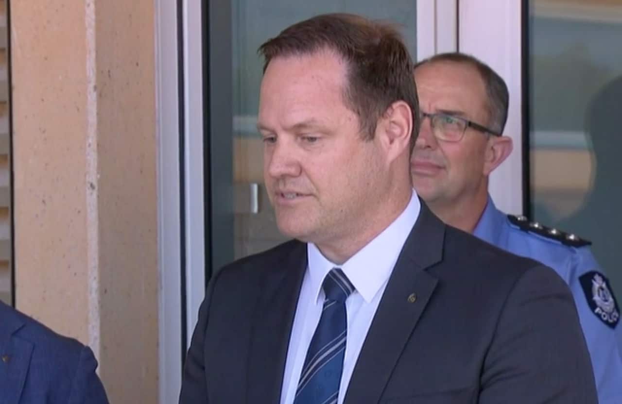 A screen grab taken from live footage obtained on Wednesday, November 3, 2021, of Senior Sergeant Cameron Blaine, homicide detective speaking during a press conference in Canarvon, WA. Four-year-old Cleo Smith has been found alive and well by West Austral