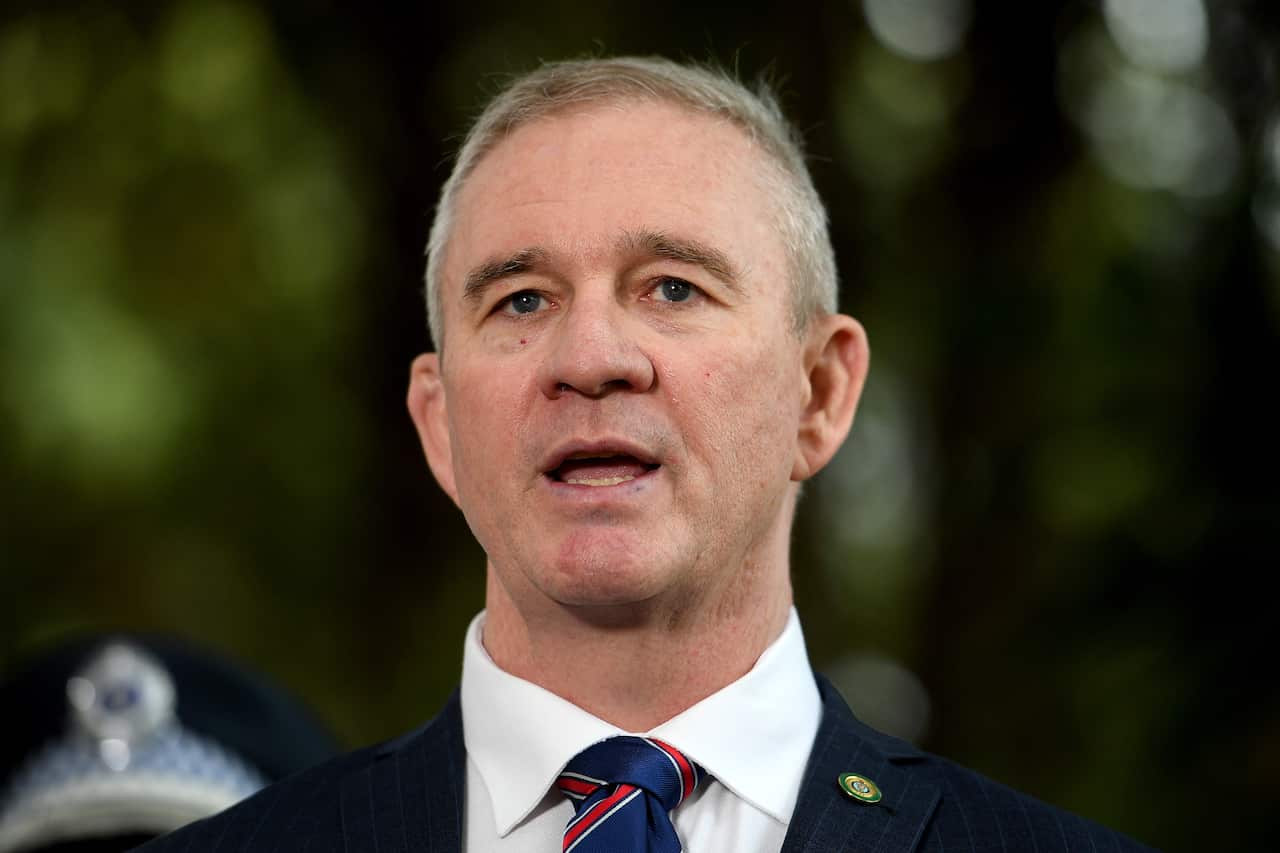 NSW Police Detective Superintendent Robert Critchlow speaks to the media during a press conference in Sydney, Wednesday, November 10, 2021. Accused Sydney drug lord and fugitive Mostafa Baluch has been recaptured trying to cross the NSW border into Queens