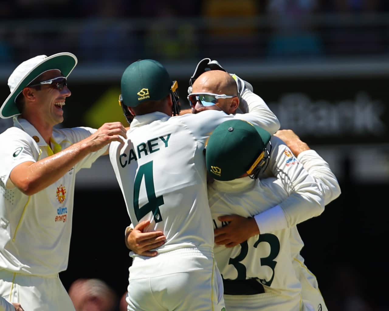 Nathan Lyon of Australia dismisses Dawid Malan of England and claims his 400th wicket in Brisbane, United Kingdom on 12/11/2021. (Photo by Patrick Hoelscher/News Images/Sipa USA)