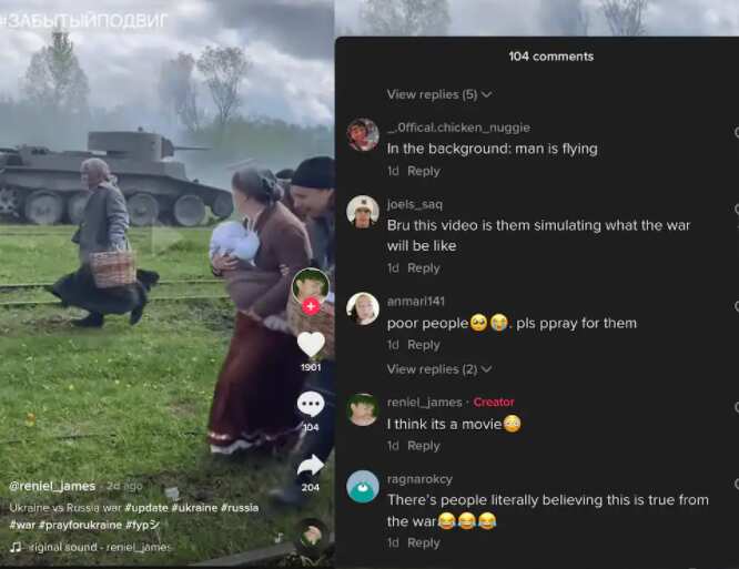 An example of misinformation spreading on TikTok. The footage is from a film.