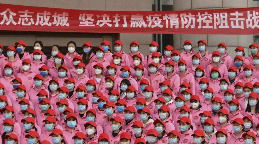 People with mild and asymptomatic cases of COVID-19 quarantine at the Shanghai New International Expo Center in Shanghai, Friday, 1 April, 2022. 