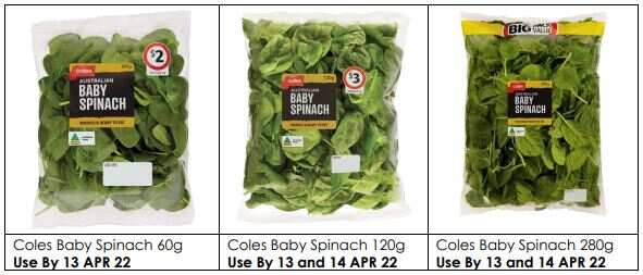 Coles Baby Spinach recalled