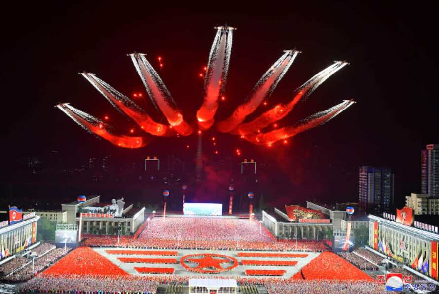 A military parade to mark the 90th anniversary of North Korea's army at the Kim Il Sung Square in Pyongyang, North Korea, on Monday.
