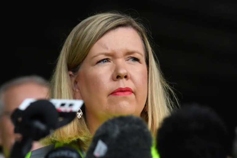 Liberal member for Bass Bridget Archer at a press conference during the 2022 federal election campaign, in Mowbray Tasmania.