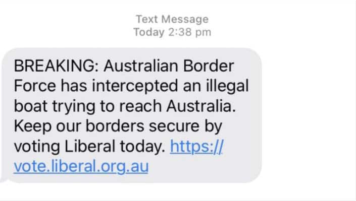 Liberal Party admits sending text messages to voters on asylum seeker boat intercepts