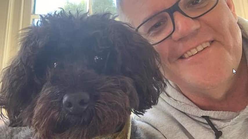 Former prime minister Scott Morrison with his dog, Buddy