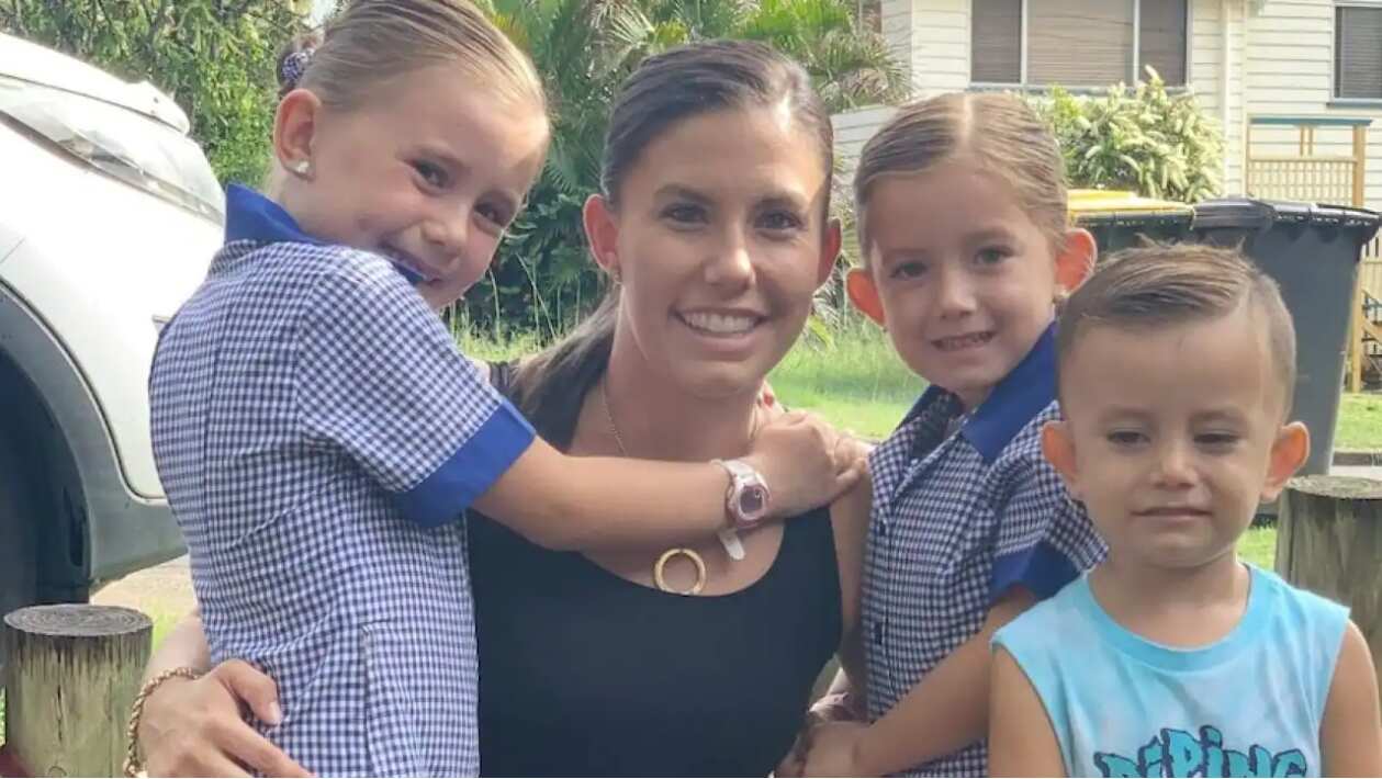 Hannah Clarke with her children Aaliyah, Laianah and Trey on the first day of school 2020. 